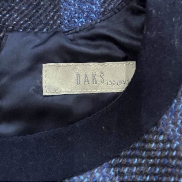 DAKS Girls 130 9Y Wool Plaid Sleeveless Dress Navy Blue Check Preppy - Picture 6 of 8